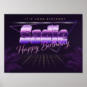 Nome do Sadie Vorname lila retro Poster Geburtstag