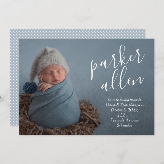 Nome do Script Anúncios de Nascimento da Foto do B (Frente/Verso)