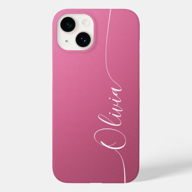 Nome do Script de Caligrafia Elegante Branco Rosa (Verso)