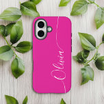 Nome do Script de Caligrafia Elegante Branco Rosa<br><div class="desc">O Smartex iPhone 14 Smart Capa de telefone,  Script de Caligrafia Elegante Branca Cor-de-Rosa,  apresenta um design simples moderno e moderno e na moda com seu nome personalizado em tipografia de script de caligrafia escrita à mão elegante,  em um fundo cor-de-rosa. Elaborado por ©Evco Studio www.zazzle.com/store/evcostudio</div>