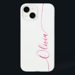 Nome do Script de Caligrafia Elegante Cor-de-Rosa<br><div class="desc">White Pink Elegant Calliografia Script Personalizado Nome Personalizado iPhone 14 Smart Capa de telefone apresenta um design moderno e moderno simples e na moda com seu nome personalizado em elegante tipografia de script de caligrafia escrita à mão sobre um fundo branco. Elaborado por ©Evco Studio www.zazzle.com/store/evcostudio</div>