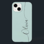 Nome do Script de Caligrafia Elegante da Cinza Azu<br><div class="desc">As Cinzas azuis de caligrafia elegante Script Personalizado de Nome iPhone 14 Smart Capa de telefone apresentam um moderno,  moderno,  simples e na moda com seu nome personalizado em letras elegantes,  escrita à mão,  com script de caligrafia tipografia em um fundo azul opal. Elaborado por ©Evco Studio www.zazzle.com/store/evcostudio</div>