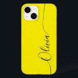 Nome do Script de Caligrafia Elegante Preto Amarel<br><div class="desc">O Yellow Black Elegant Calliografia Script Personalizado Nome Personalizado iPhone 14 Smart Capa de telefone apresenta um design simples e moderno e moderno,  com seu nome personalizado em letras elegantes,  escrita à mão,  com script de caligrafia em um fundo amarelo. Elaborado por ©Evco Studio www.zazzle.com/store/evcostudio</div>