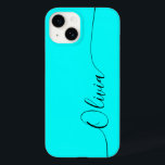 Nome do Script de Caligrafia Elegante Preto Aqua<br><div class="desc">As Capas de telefone Inteligentes do iPhone 14,  Script Personalizado de Caligrafia Preta Elegante Aqua,  apresentam um moderno e moderno simples e na moda com seu nome personalizado em letras de caligrafia escritas à mão elegantes tipografia de scripts de caligrafia em um fundo aqua. Elaborado por ©Evco Studio www.zazzle.com/store/evcostudio</div>