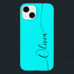 Nome do Script de Caligrafia Elegante Preto Aqua<br><div class="desc">As Capas de telefone Inteligentes do iPhone 14,  Script Personalizado de Caligrafia Preta Elegante Aqua,  apresentam um moderno e moderno simples e na moda com seu nome personalizado em letras de caligrafia escritas à mão elegantes tipografia de scripts de caligrafia em um fundo aqua. Elaborado por ©Evco Studio www.zazzle.com/store/evcostudio</div>