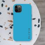 Nome do Teal | Azul Simples Funky Minimalista Mode<br><div class="desc">Um caso urbano simples, na moda, com um estilo comum moderno de blocos de cor sólida em um azul verde rico e funk. Seu nome, iniciais ou palavra favorita na tipografia de blocos modernos na tendência de preto que você pode facilmente personalizar para si mesmo ou como um presente especial...</div>