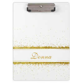 Nome Dourado dos confetes do brilho - prancheta