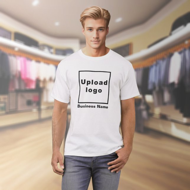 Nome e logotipo da empresa na camiseta branca (White t-shirt with your business name and logo on model)