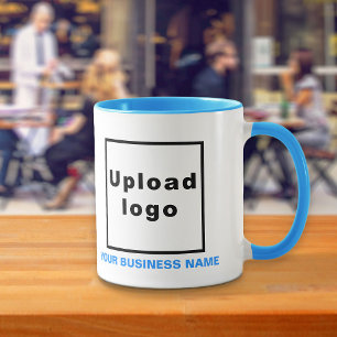 Nome e logotipo da empresa na caneca Light Blue Co