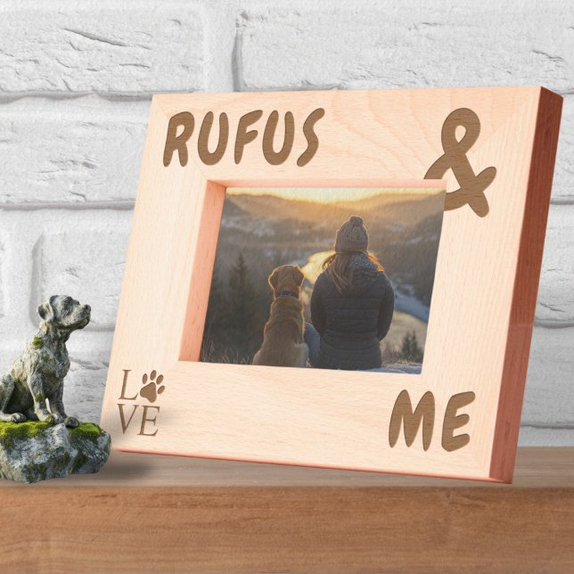 Nome e Mim de Cães Grandes e Negros Personalizados (Personalized Big and Bold Dogs Name and Me Etched Frames by Ricaso. Add your dogs name, with love)