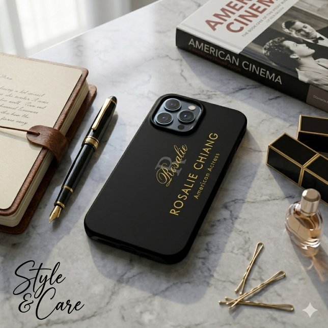 Nome e Título Personalizados com Monograma (Custom Name & Title with Monogram iPhone 13 Pro Max Case)