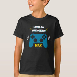 Nome Editável Idade Gamer Crianças Camiseta de Ani