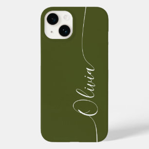 Nome Elegante Caligrafia Verde Branco