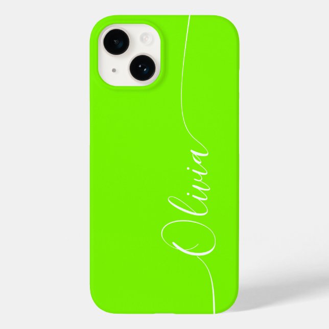 Nome Elegante em Caligrafia Verde Branco (Verso)
