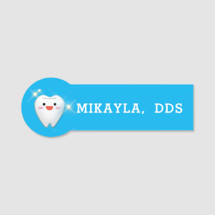 Nome Etiqueta de Dental dos Dentes Feliz e Brilhante