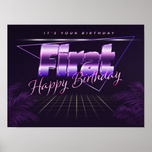 Nome Firme Vorname lila retro Poster Geburtstag
