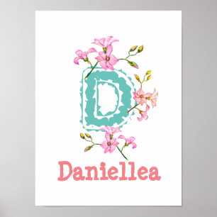 Nome Floral Personalizado de Enfermeiro Art Poster