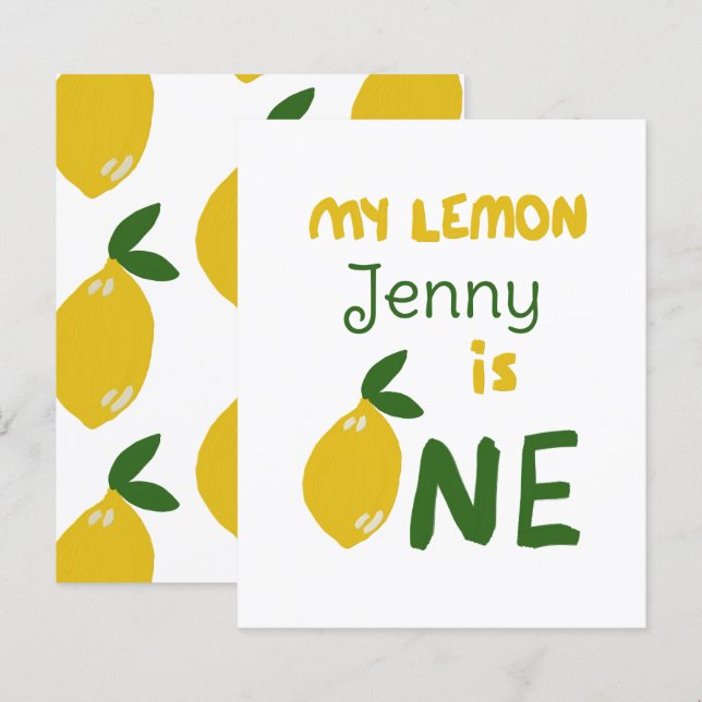 Nome fofo de primeiro aniversário de design de lim (Frente/Verso)