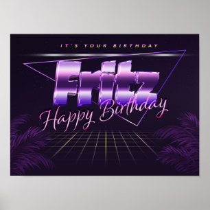 Nome Fritz Vorname lila retro Poster Geburtstag
