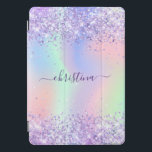 Nome holográfico de cor rosa púrpura<br><div class="desc">Uma tendência iridescente, fundo holográfico com cores pastel em rosa, roxo, rosa, verde-menta. Decorado com pó de brilho falso. Letras cor púrpura. Personalize e adicione seu nome. O nome é escrito com um moderno estilo escrito à mão com traços. Para manter as hastes, exclua apenas o nome da amostra, deixe...</div>