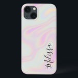 Nome Holográfico Elegante Iridescente do Arco-Íris<br><div class="desc">Capas de iphone do nome do arco-íris iridescente e Elegante Holográfico moderno. Personalizar com um nome de fonte de script de assinatura. Possui um histórico estético holo.</div>