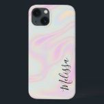 Nome Holográfico Elegante Iridescente do Arco-Íris<br><div class="desc">Capas de iphone do nome do arco-íris iridescente e Elegante Holográfico moderno. Personalizar com um nome de fonte de script de assinatura. Possui um histórico estético holo.</div>