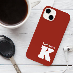 Nome Inicial do Monograma Vermelho Ruby Minimalist