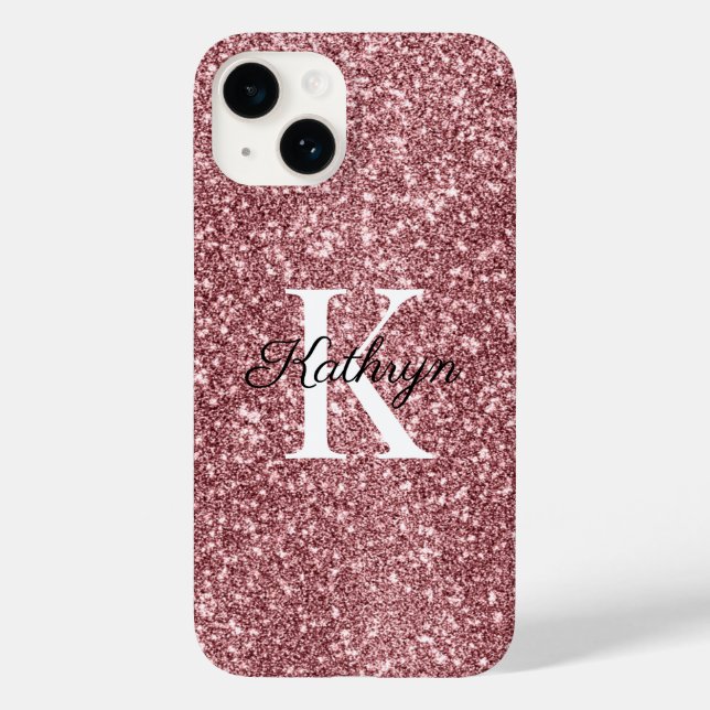Nome Inicial Monograma Brilho em Rose Gold (Verso)