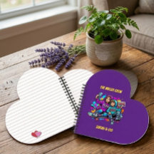 Nome Mãe Filho Patinador Coração Roxo Caderno