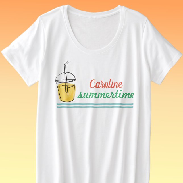 Nome, Mais Tamanho Summertime Comfy White T-Shirt (Criador carregado)