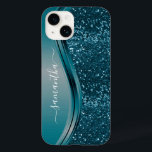Nome manuscrito Azul Teal Glitter 13<br><div class="desc">A design é uma foto e as capas não são feitas com brilho, sequências, metais ou madeiras. Este design também está disponível em outros modelos de telefone. Escolha Tipo de dispositivo para ver outros iPhone, Samsung Galaxy ou Google capas. Alguns estilos podem ser alterados selecionando Estilo se essa for uma...</div>