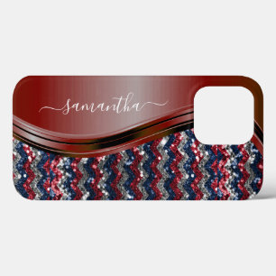 Nome Manuscrito Brilho Vermelho branco azul 