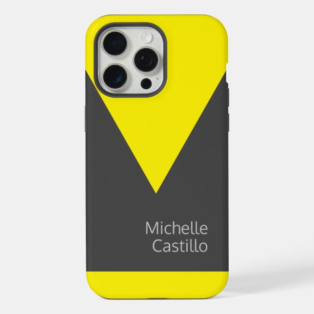 Nome Minimalista Amarelo Cinza Simples e Brilhante (Verso)