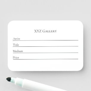 Nome Modelo de Etiqueta de Exposição da Galeria de Arte