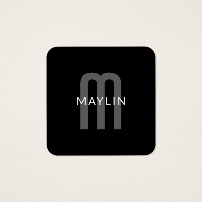 Nome Monograma de aparência Moderna | Cinza Preta  (Frente)