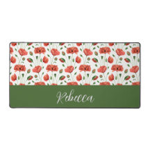 Nome Monograma de Papoula Vermelha Aquarela Flor S