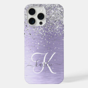 Nome Monograma em Glitter Prateado Metal Escovado