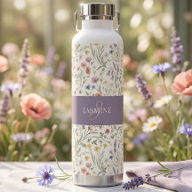 Nome Monograma Floral Flor Silvestre Boho Lavanda 