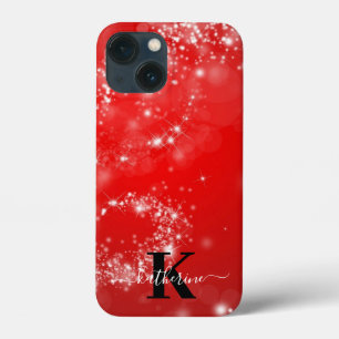 Nome Monograma Glitter Feminino Vermelho e Branco