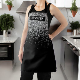 Nome Monograma Glitter Preto Prateado Feminino
