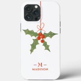 Nome Monograma Natal Azevinho Floral de Inverno