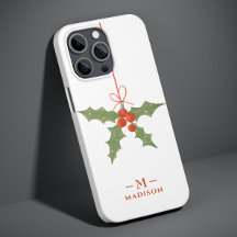 Nome Monograma Natal Azevinho Floral de Inverno