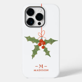 Nome Monograma Natal Holly Floral de Inverno