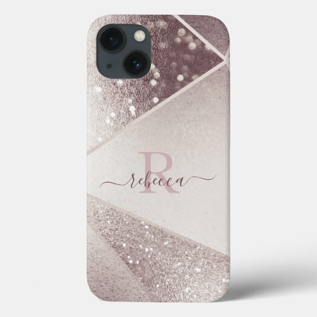 Nome Monograma Personalizado com Brilho em Rose Go (Verso)