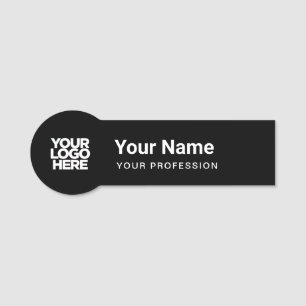 Nome Nomes de etiqueta pretos para o logotipo com pino