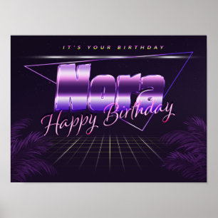 Nome Nora Vorname lila retro Poster Geburtstag