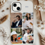 Nome ou Iniciais da Grade de Foto 4 Imagens Neutro<br><div class="desc">Capas de iphone moderna de colagem de fotos personalizada com seu nome ou iniciais e 4 de suas fotos favoritas. O modelo de foto exibe automaticamente suas fotografias em formato vertical com cantos arredondados. A cobrir telefônica é impressa em cor de pedra neutra - embora você seja bem-vindo a mudar...</div>