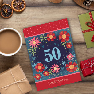 Nome Personalizado 50º Cartão Azul Azul Azul de An