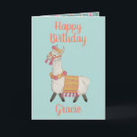 Nome personalizado Alpaca Cartão de Aniversário<br><div class="desc">Cartão de aniversário de idade do Alpaca,  um design de alpaca assado pronto para adicionar o nome dos destinatários,  basta clicar no botão personalizar</div>