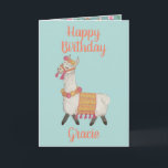 Nome personalizado Alpaca Cartão de Aniversário<br><div class="desc">Cartão de aniversário de idade do Alpaca,  um design de alpaca assado pronto para adicionar o nome dos destinatários,  basta clicar no botão personalizar</div>